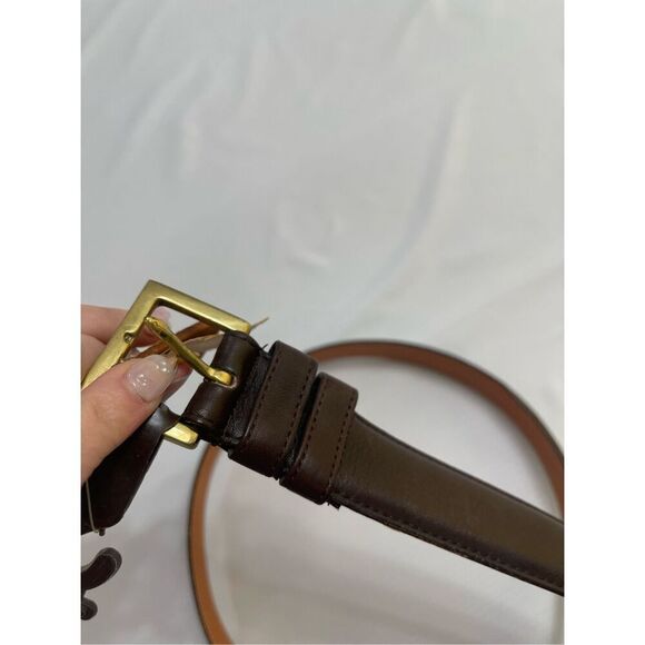 Vtg COACH 7602 Brown Belt Men’s 42 Cowhide Leather Solid Brass Buckle USA NOS - Picture 9 of 11
